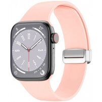 Szilikon szíj fém mágneses rögzítéssel - Apple Watch 42mm / 41mm / 40mm / 38mm - rózsaszín