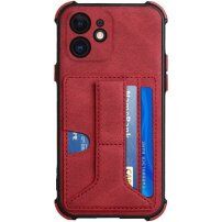 Borító kártyatárolóval és állvánnyal - iPhone 12 - piros