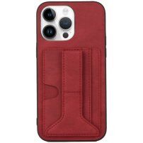 Borító kártyatárolóval és állvánnyal - iPhone 14 Pro Max - piros