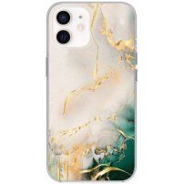 Fényes márványmintás tok - iPhone 11 - bézs-zöld