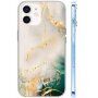 Fényes márványmintás tok - iPhone 11 - bézs-zöld