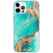 Fényes márványmintás tok - iPhone 11 Pro - türkizkék