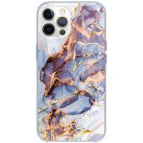 Fényes márványmintás tok - iPhone 12 Pro Max - kék