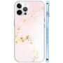 Fényes márványmintás tok - iPhone 12 Pro Max - világas rózsaszín