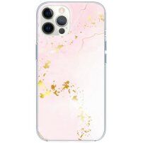 Fényes márványmintás tok - iPhone 12 Pro Max - világas rózsaszín