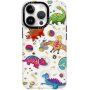 Csillogó, mintás transzperens tok - iPhone 13 Pro - dinoszauruszok