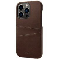 Bőr borító kártyatároló zsebbel - iPhone 13 Pro - barna