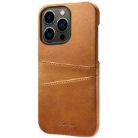 Bőr borító kártyatároló zsebbel - iPhone 13 Pro Max - barna