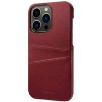 Bőr borító kártyatároló zsebbel - iPhone 13 Pro Max - piros