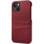Bőr borító kártyatároló zsebbel - iPhone 14 - piros