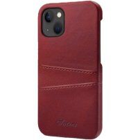 Bőr borító kártyatároló zsebbel - iPhone 14 - piros