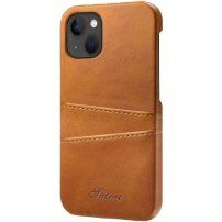 Bőr borító kártyatároló zsebbel - iPhone 14 Plus - barna