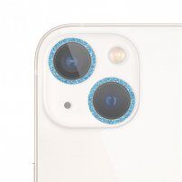 Edzett üveg csillogó keretekkel a kamera lencséjének védelmére - iPhone 13 / 13 mini - kék
