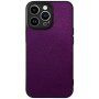 Csillogó PU műbőr tok - iPhone 14 Pro - lila