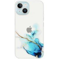 Transzparens tok márványmintával - iPhone 14 Plus - kék