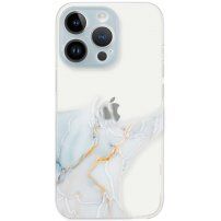 Transzparens tok márványmintával - iPhone 14 Pro Max - világoskék