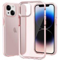 Transzparens tok színes kerettel puha műanyagból - iPhone 14 Plus - rózsaszín