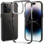 Transzparens tok színes kerettel puha műanyagból - iPhone 14 Pro - fekete