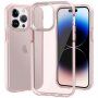 Transzparens tok színes kerettel puha műanyagból - iPhone 14 Pro - rózsaszín