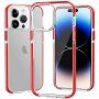 Transzparens tok színes kerettel puha műanyagból - iPhone 14 Pro - piros