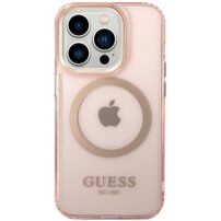 Guess Translucent transzparens tok MagSafe-vel - iPhone 14 Pro Max - rózsaszín