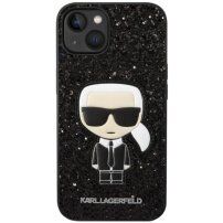 Karl Lagerfeld Glitter Flakes Ikonik csillogó tok - iPhone 14 - fekete