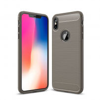 Tartós tok csiszolt karbon stílusban iPhone XS Max - szürke