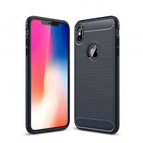 Tartós tok csiszolt karbon stílusban iPhone XS Max - sötétkék