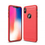Tartós tok csiszolt karbon stílusban iPhone XS Max - piros