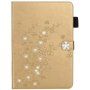 Flip cover tok virágokkal és fehér kristályokkal - iPad 10,2" (2019-2021) / Air 3 (2019) / Pro 10,5" - arany