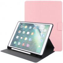 Borító PU bőrből állvánnyal és hellyel Apple Pencil - iPad 9,7" (2017/2018) / Air 1 / 2 / Pro 9,7" - rózsaszín