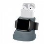 Usams 2 az egyben szilikon dokkoló - AirPods / Apple Watch - szürke