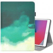 Tok kártyatároló hellyel - akvarell mintás - iPad 9,7" (2017/2018) / Air 1 / 2 / Pro 9,7" - petróleum zöld