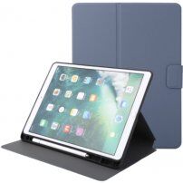Borító PU bőrből állvánnyal és hellyel Apple Pencil - iPad 9,7" (2017/2018) / Air 1 / 2 / Pro 9,7" - kékes-szürke