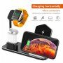3 az egyben gyors töltő állvány vezeték nélküli töltéshez iPhone / Apple Watch / AirPods - fekete