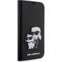 Karl Lagerfeld Saffiano Karl and Choupette NFT flip cover tok - iPhone 14 Pro Max - fekete