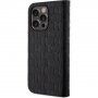 Karl Lagerfeld Saffiano Monogram flip cover tok - iPhone 14 Pro Max - fekete