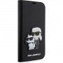 Karl Lagerfeld Saffiano Karl and Choupette NFT flip cover tok - iPhone 13 Pro Max - fekete