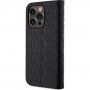 Karl Lagerfeld Saffiano Monogram flip cover tok - iPhone 13 Pro - fekete