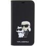 Karl Lagerfeld Saffiano Karl and Choupette NFT flip cover tok - iPhone 13 Pro Max - fekete