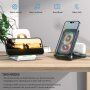 3in1 multifunkcionális vezeték nélküli összecsukható állvány iPhone / Apple Watch / Airpods - fekete