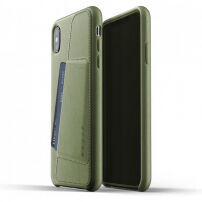 Mujjo Full Leather Wallet tok iPhone XS Max - olívazöld