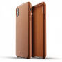 Mujjo Full Leather tok iPhone XS Max - sárgás-barna