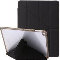 Tok transzparens hátlappal és origami állvánnyal - iPad 9,7" (2017/2018) / Air 1 / 2 / Pro 9,7" - fekete