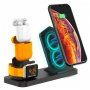 3 az egyben gyors töltő állvány vezeték nélküli töltéshez iPhone / Apple Watch / AirPods - fekete