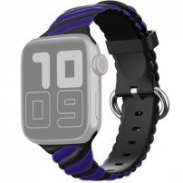 Összefonott szilikon szíj - Apple Watch 42mm / 41mm / 40mm / 38mm - kék-fekete