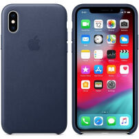 Eredeti Apple bőr tok iPhone XS - éjféli kék