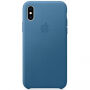 Eredeti Apple bőr tok iPhone XS - kékes-szürke