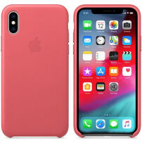 Eredeti Apple bőr tok iPhone XS - bazsarózsa rózsaszín