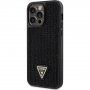Guess Rhinestones Triangle Metal Logo tok kövekkel - iPhone 14 Pro Max - fekete